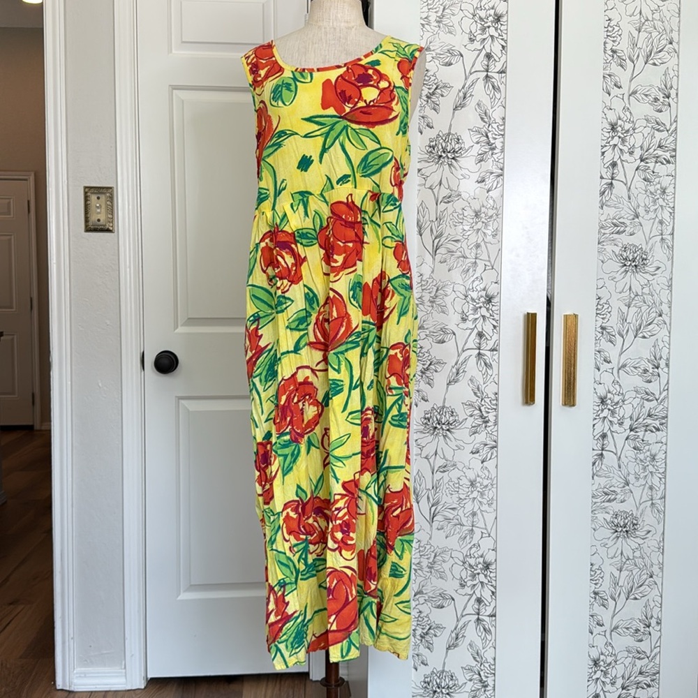 Jams World rose watercolor floral midi